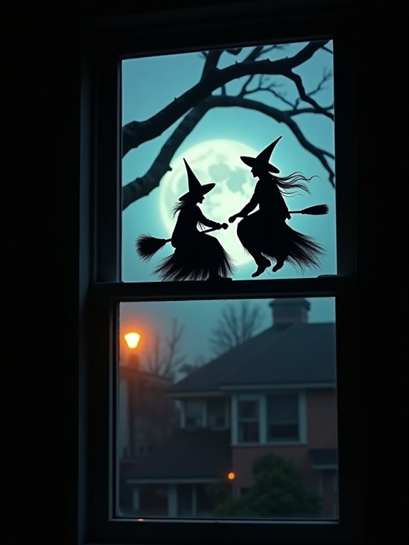 witches flying with brooms