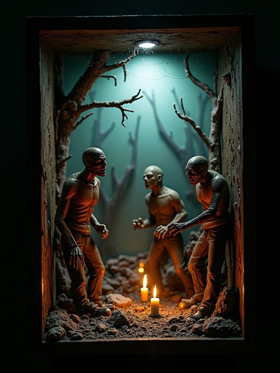 zombie themed halloween shadow box