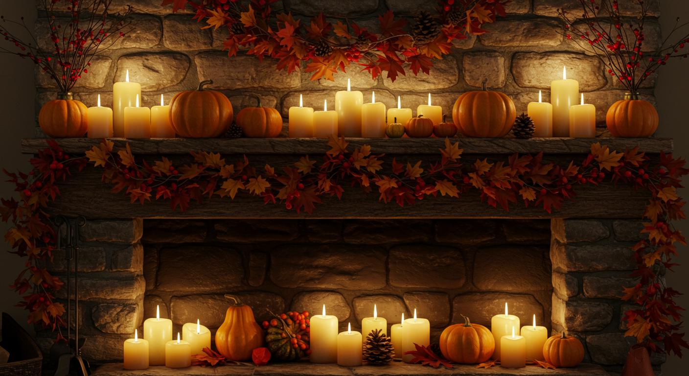 How to Create a Warm Candle Mantle for Fall Nights