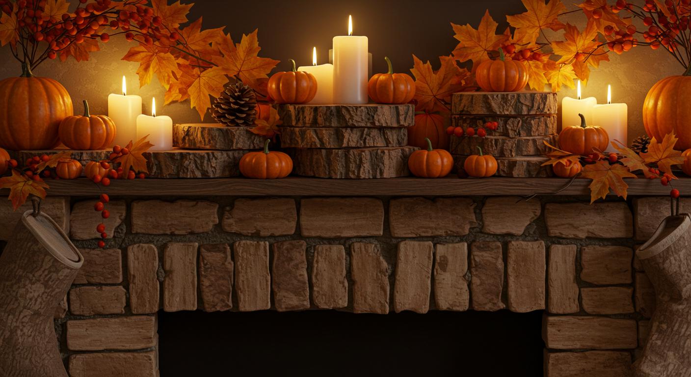 How to Add Rustic Wood Slices to Your Autumn Mantle