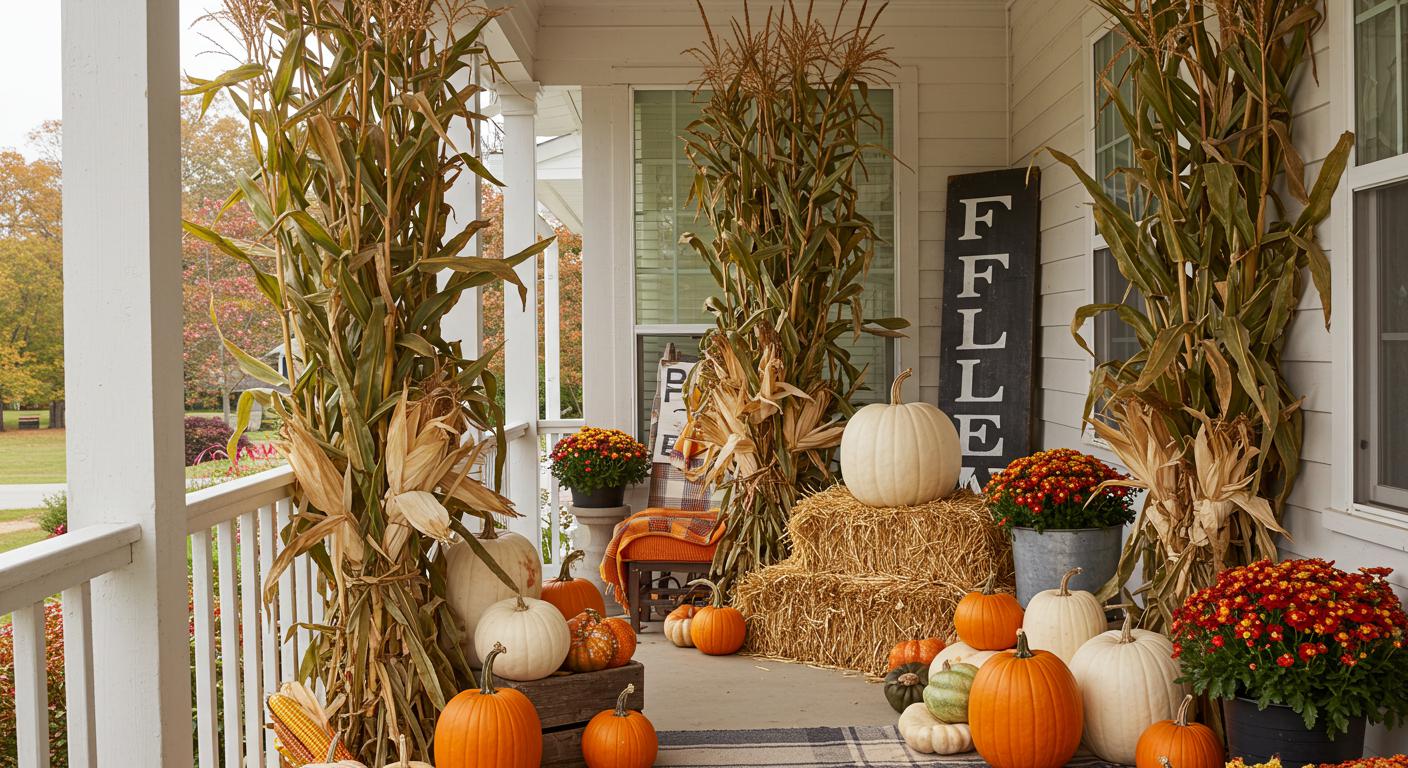 12 Corn Stalk Ideas to Style a Farmhouse Fall Porch
