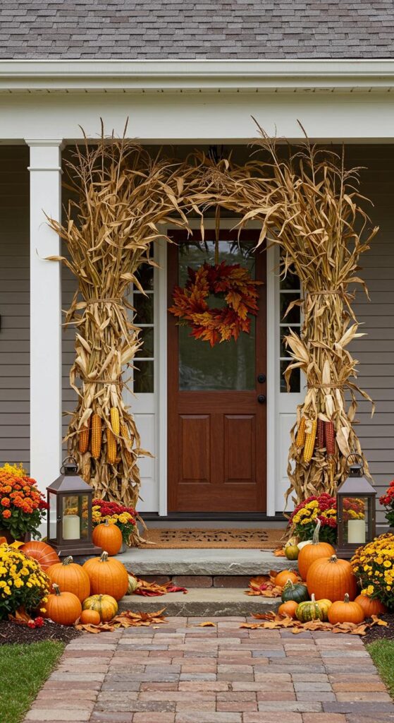 12 Corn Stalk Ideas to Style a Farmhouse Fall Porch