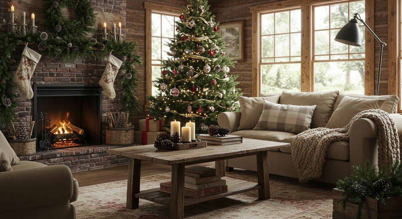 30 Rustic Living Room Christmas Decor Inspirations