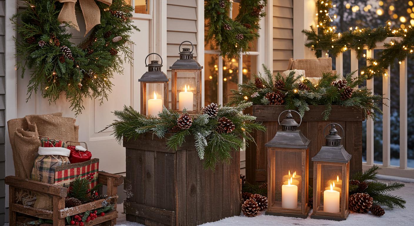 20 Rustic Christmas Porch Decorating Inspirations