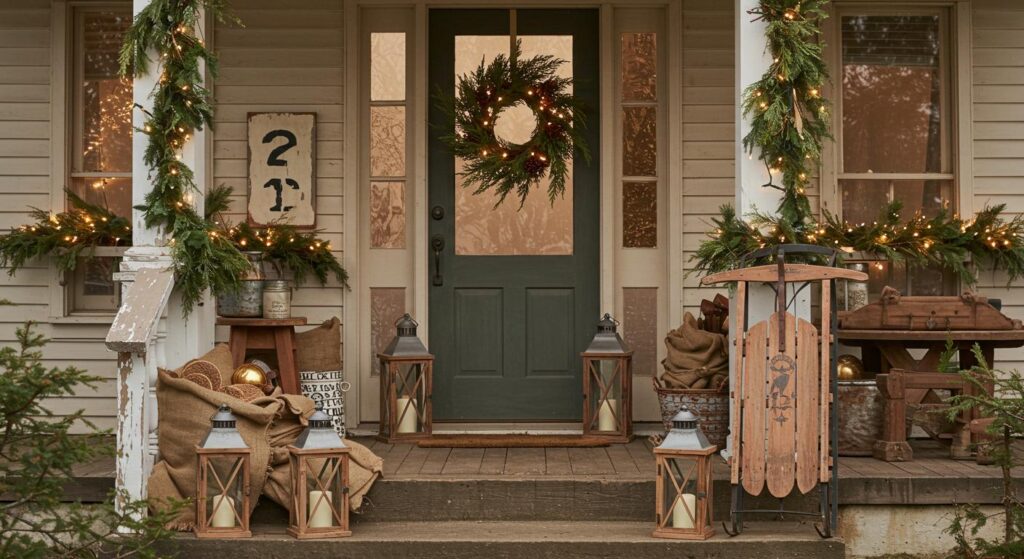 20 Farmhouse Christmas Porch Decorating Ideas
