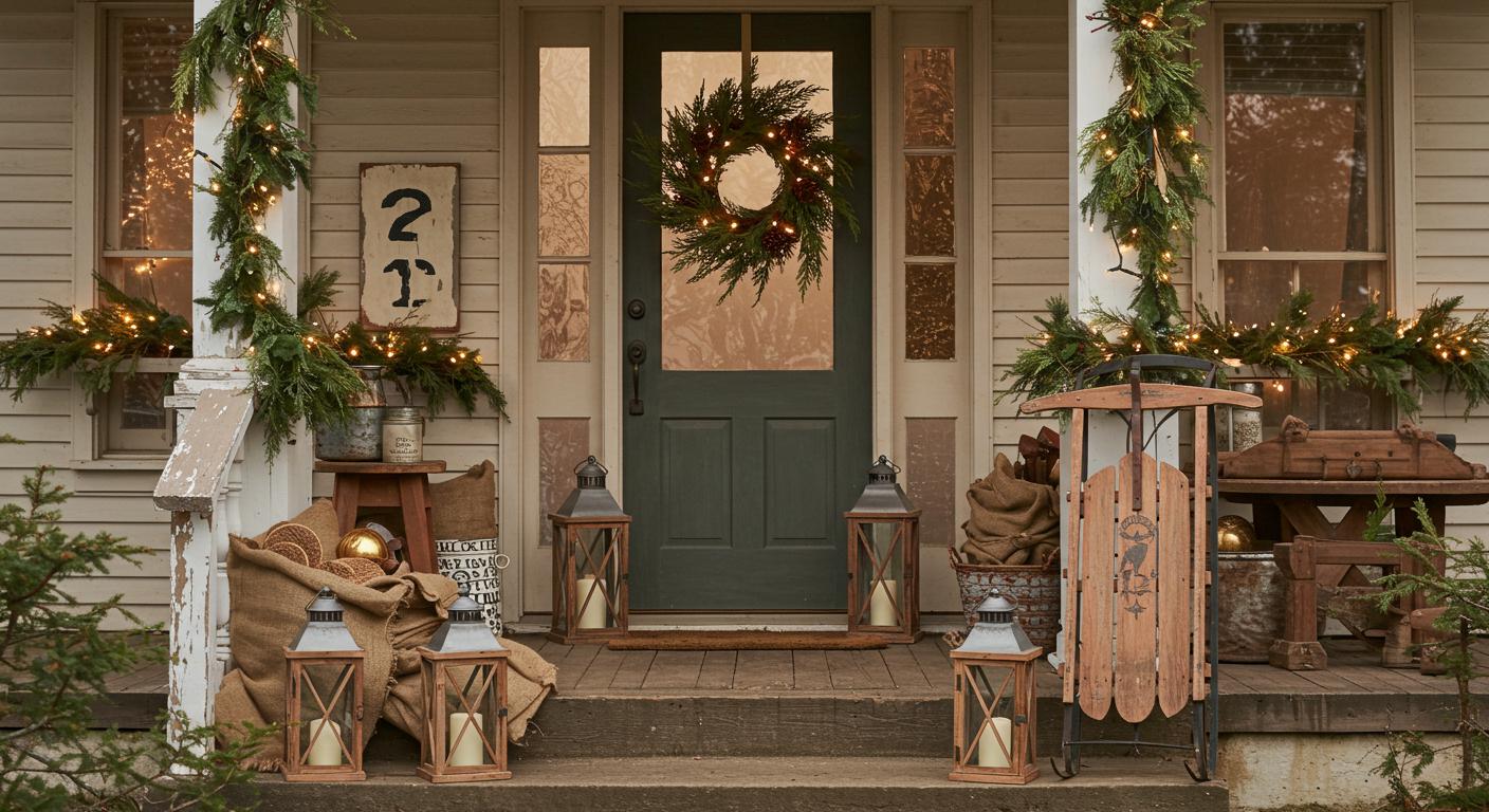 20 Farmhouse Christmas Porch Decorating Ideas