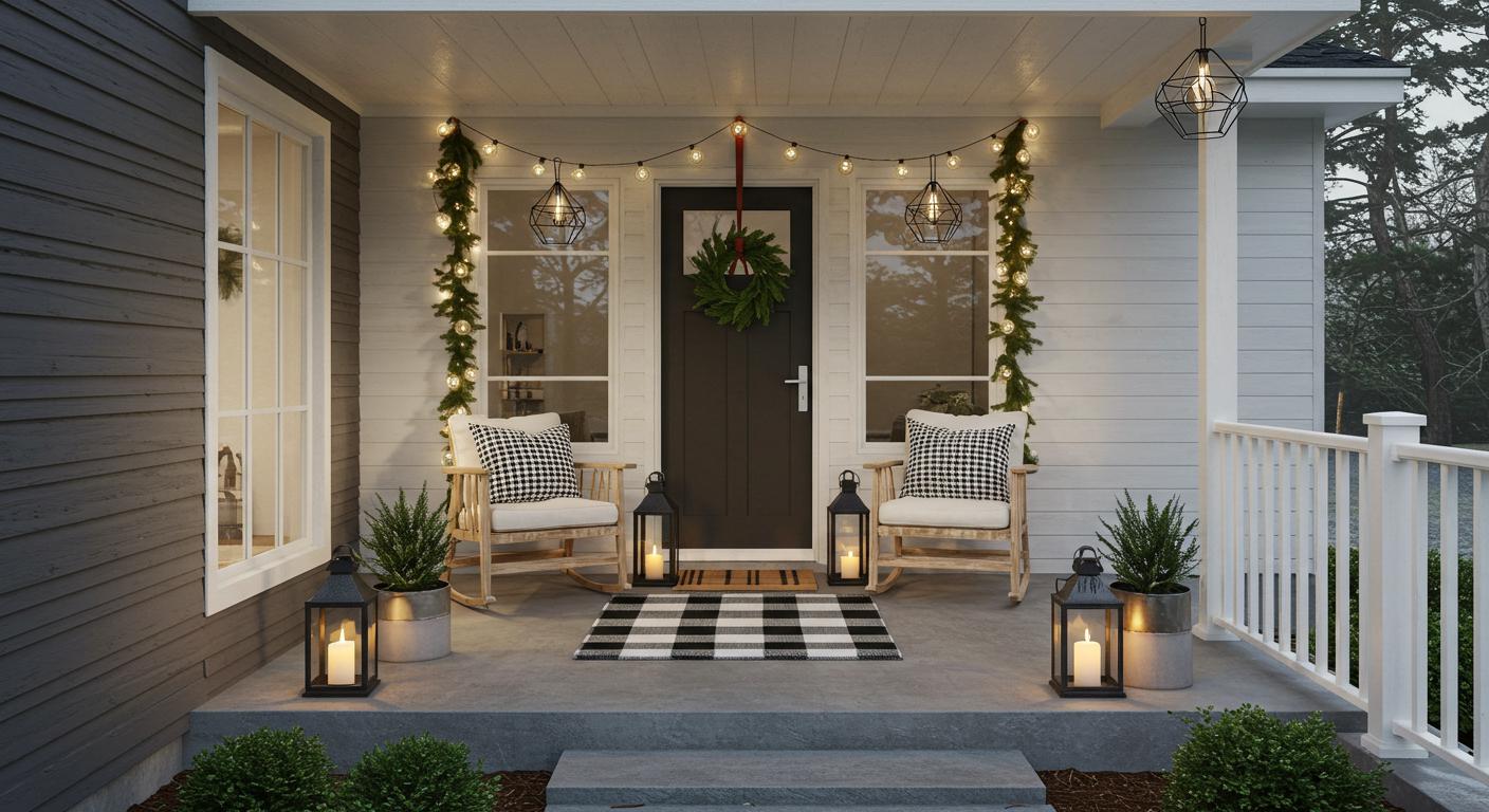 20 Modern Front Porch Christmas Decor Inspirations
