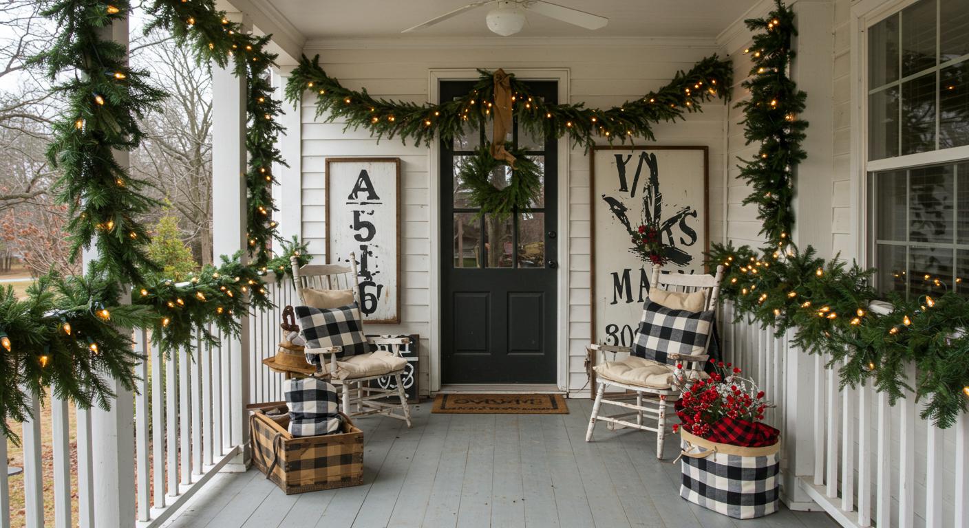 20 Farmhouse Front Porch Christmas Decor Looks