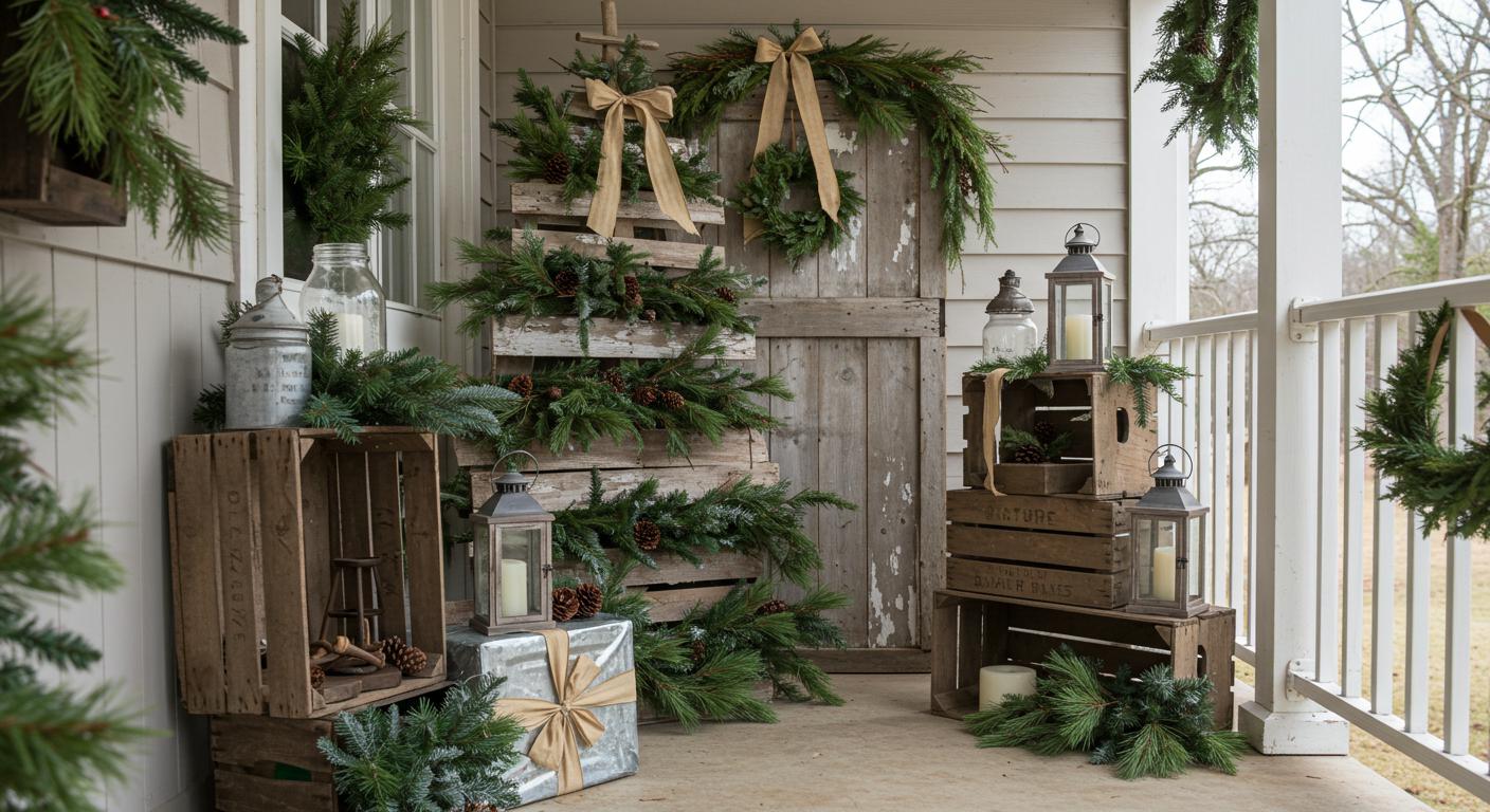 15 Rustic Outdoor Christmas Decorations for a Farmhouse Look