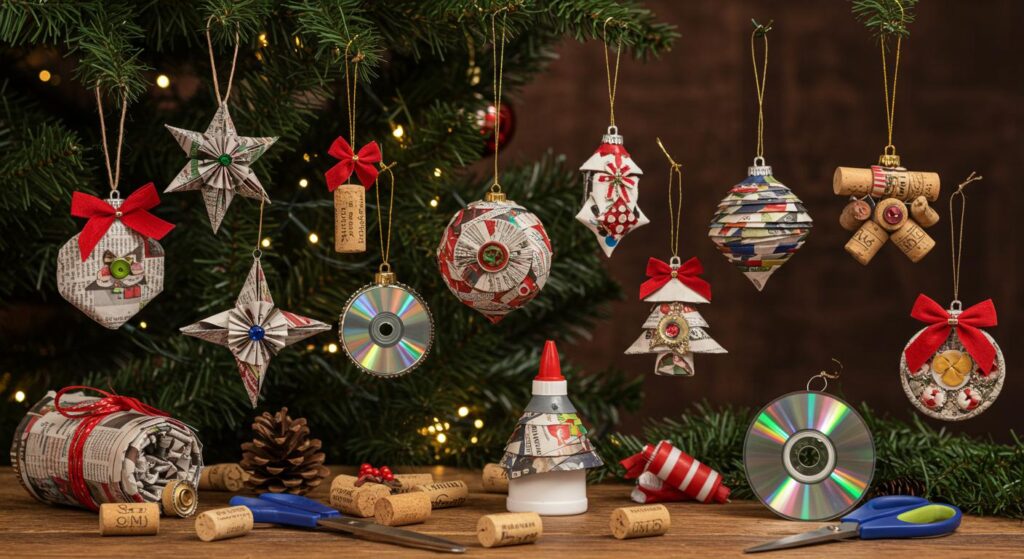 15 DIY Christmas Ornaments Using Recycled Materials