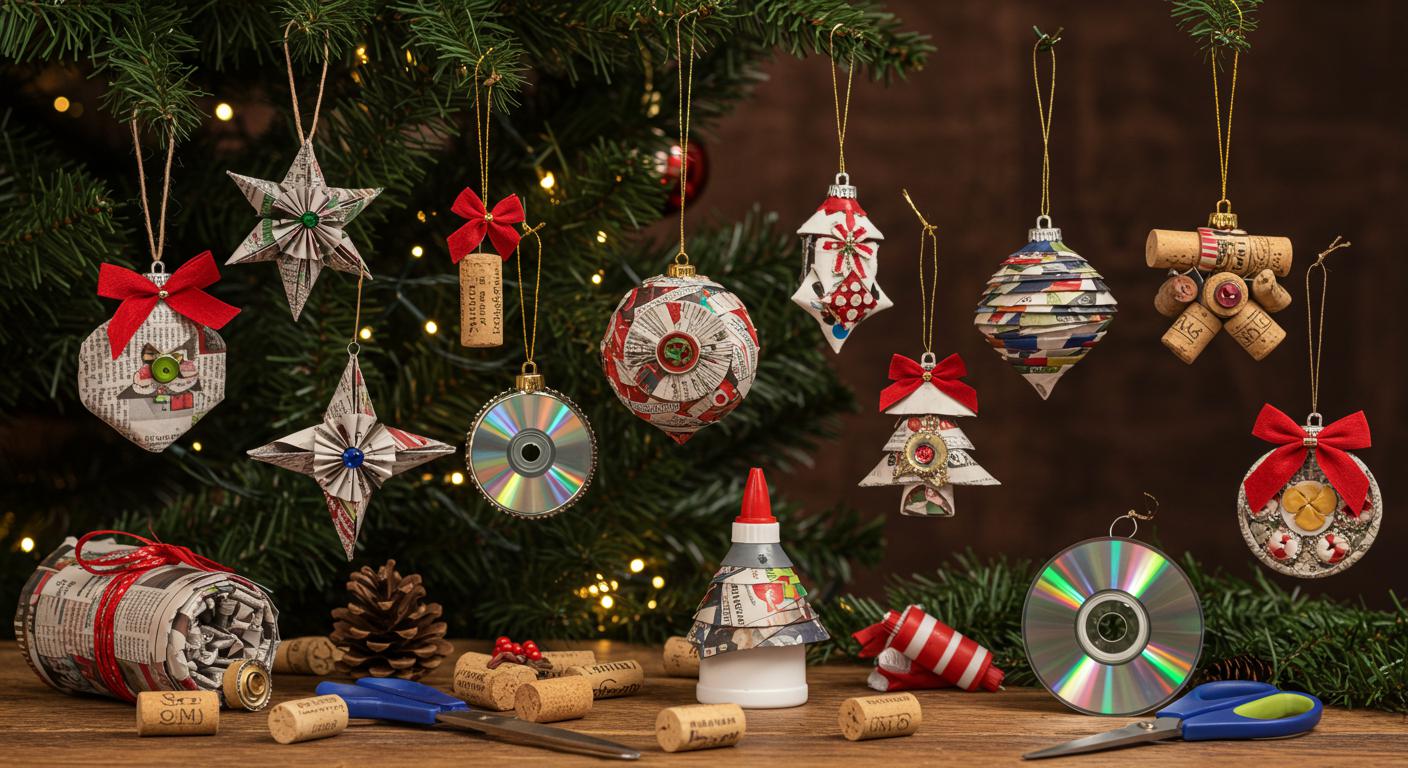 15 DIY Christmas Ornaments Using Recycled Materials