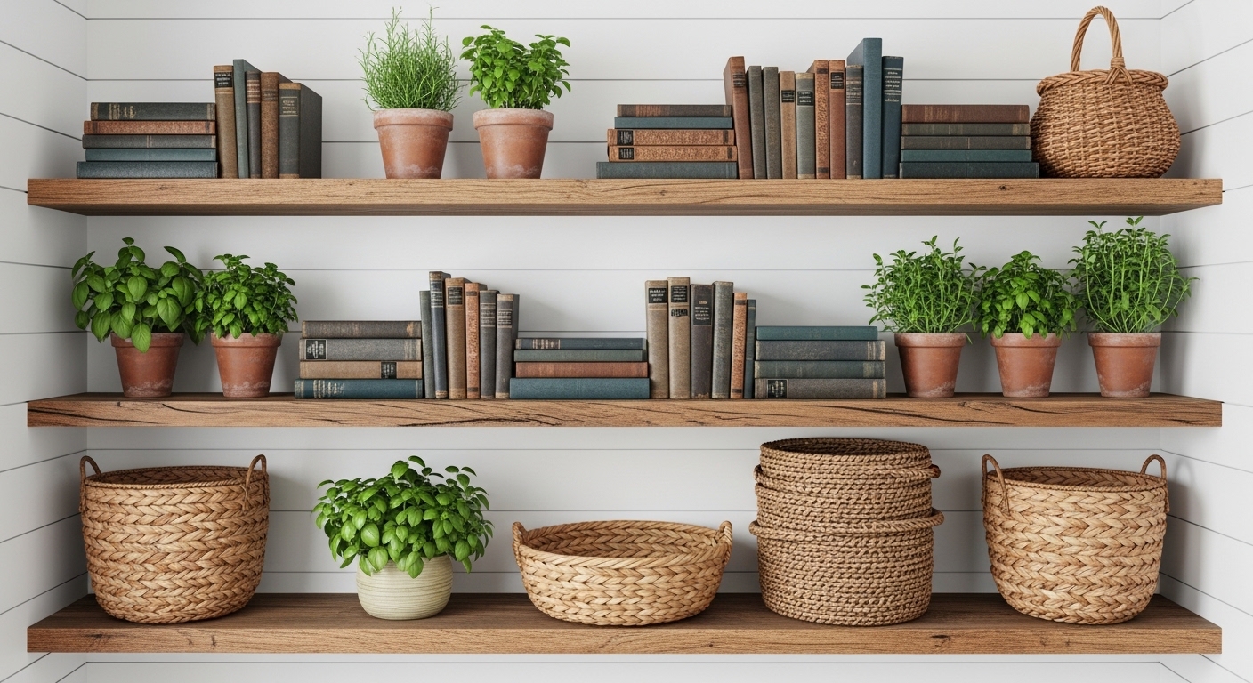 25 Farmhouse Shelf Ideas on a Budget That Look High-End