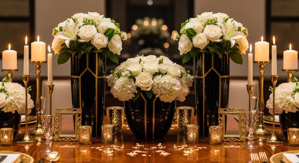 15 Fun Black and Gold Centerpieces That Look Expensive