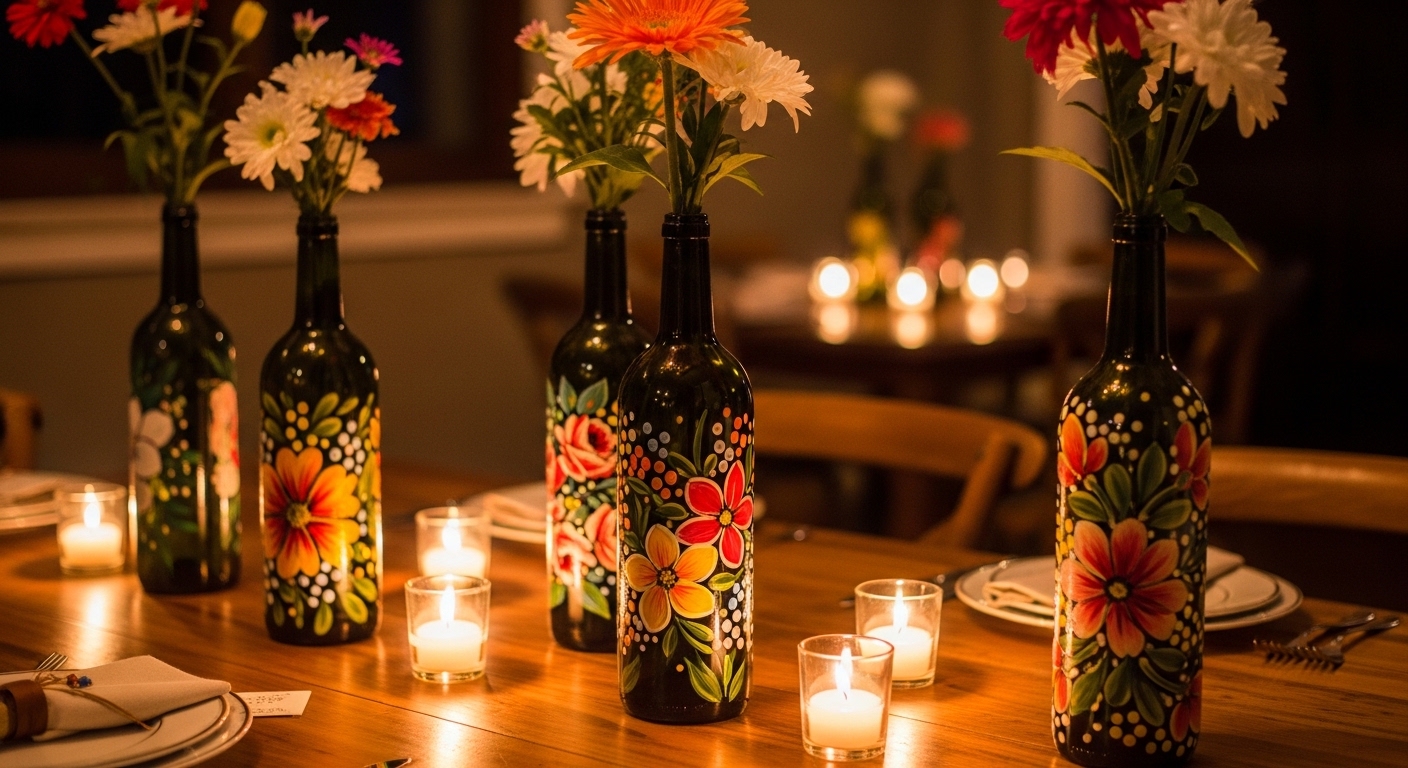 25 Best Painted Wine Bottle Centerpieces That Are Stunning