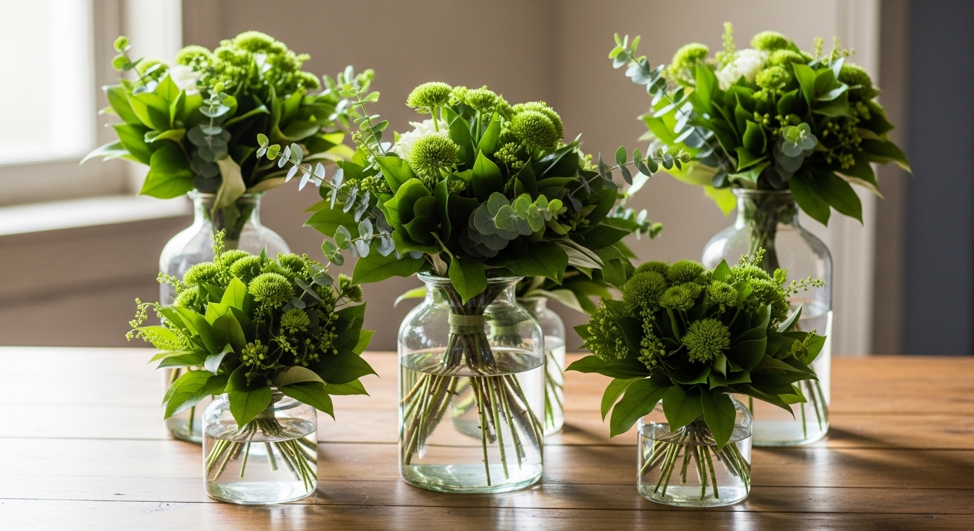 25 Quick Green Floral Centerpieces on a Budget