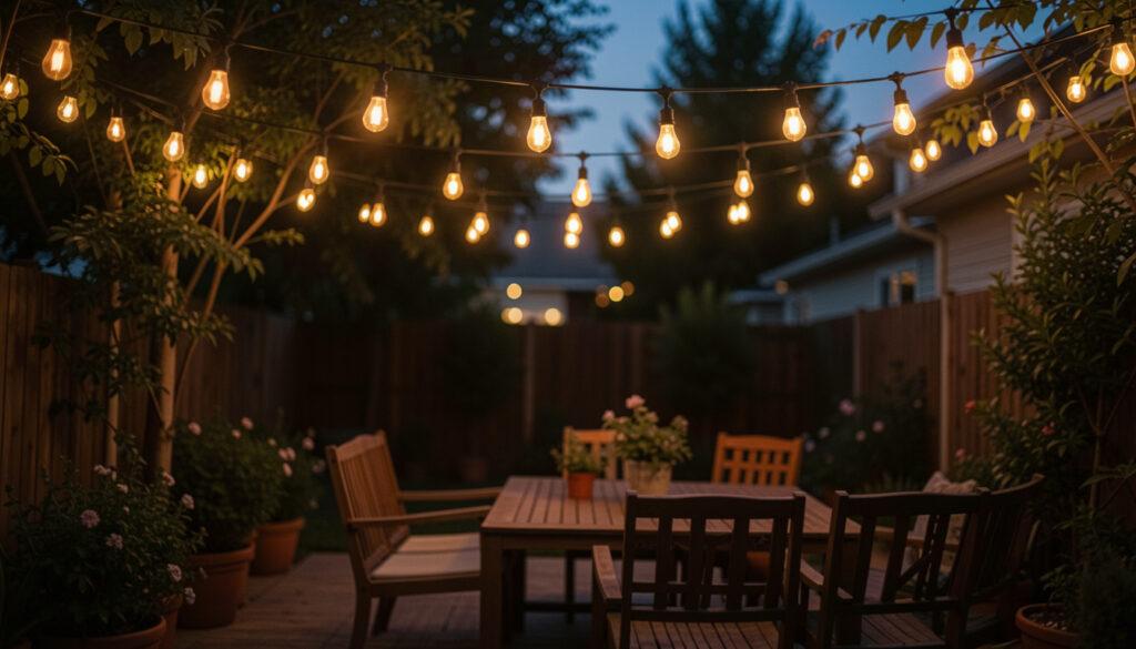 25 Slim Outdoor String Lights Backyard Ideas