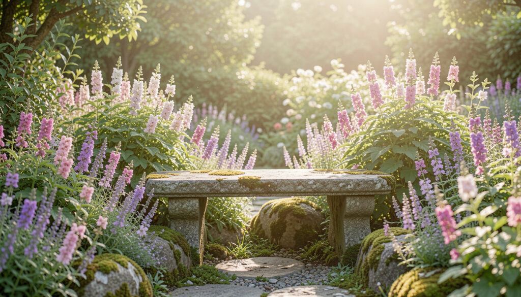 10 Soft Stone Garden Bench Landscaping Ideas
