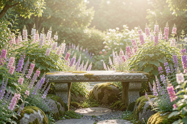 10 Soft Stone Garden Bench Landscaping Ideas