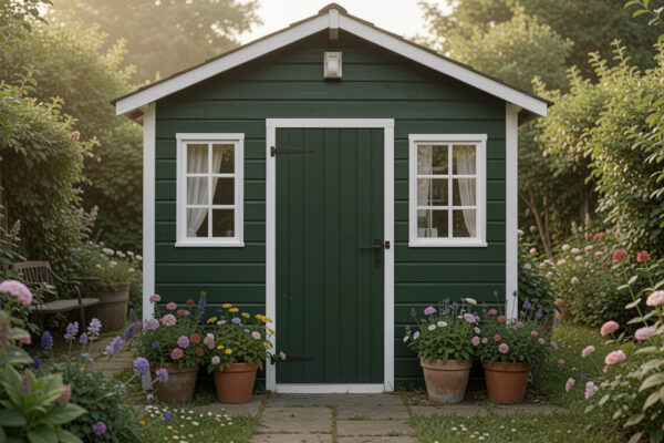 25 Real Dark Green Garden Shed With White Trim Ideas