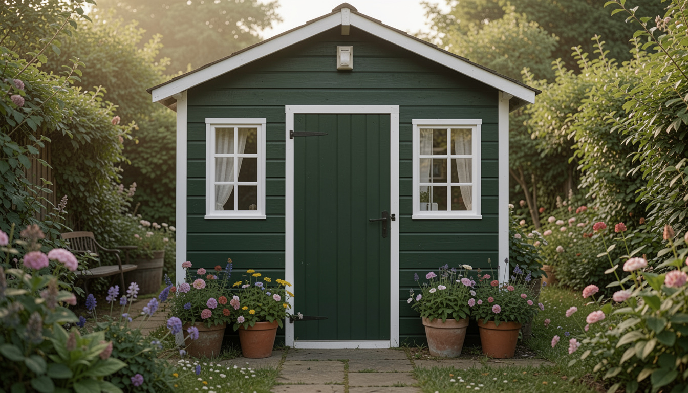 25 Real Dark Green Garden Shed With White Trim Ideas