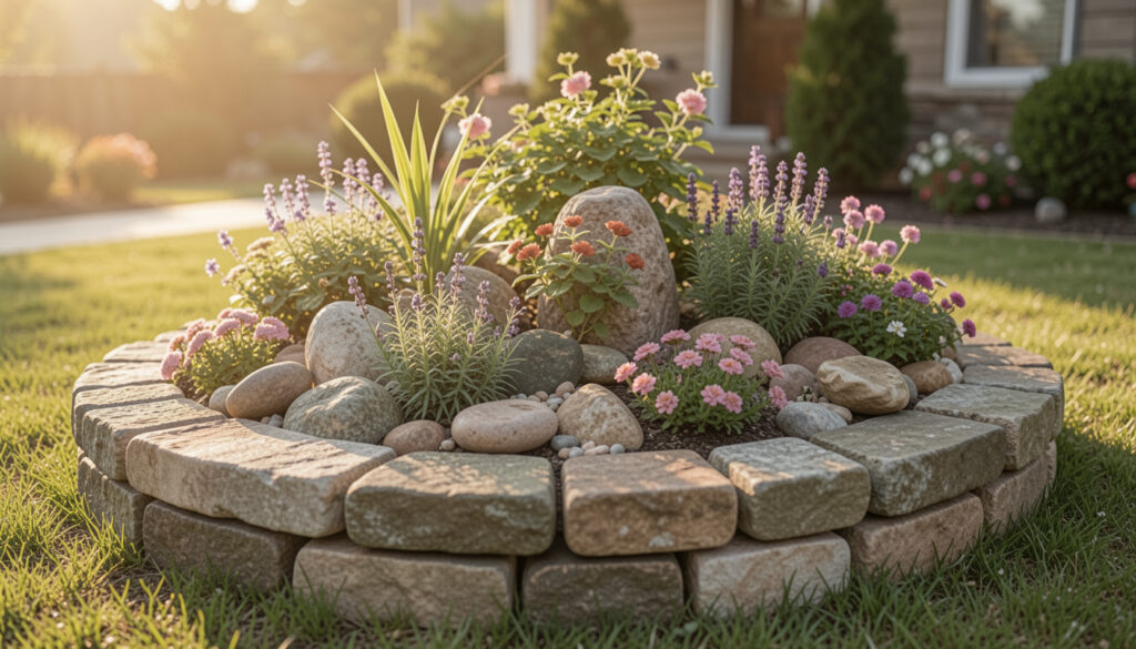 12 Pure Stone Garden Bed Designs For Front Yard