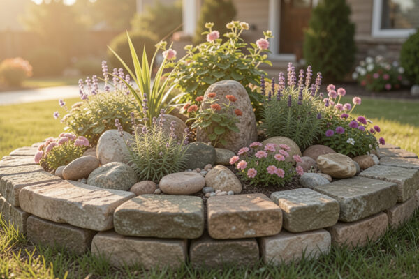 12 Pure Stone Garden Bed Designs For Front Yard