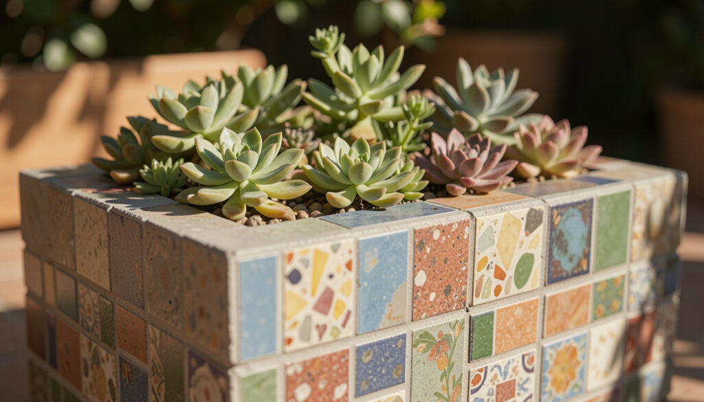 25 Chic How To Tile A Concrete Planter
