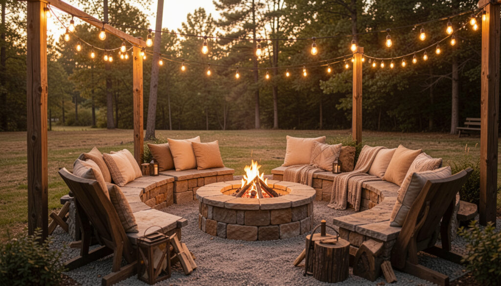 10 Wild Rustic Fire Pit Area Landscaping Ideas