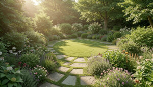12 True Circular Lawn With Pathways Design