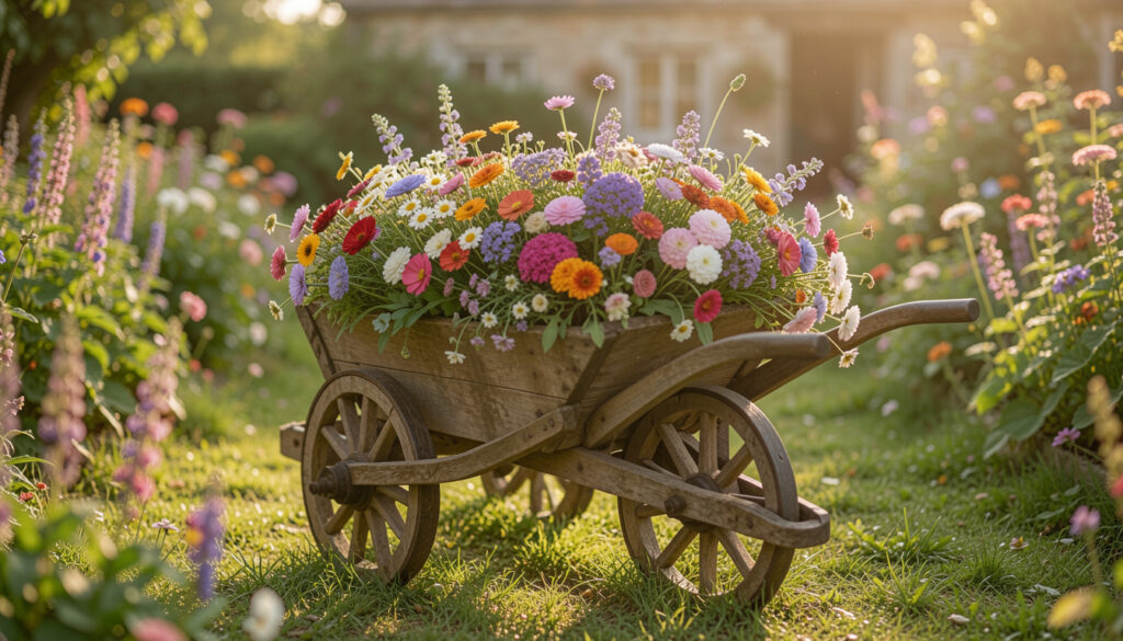 15 Bold Rustic Wheelbarrow Flower Planter Ideas