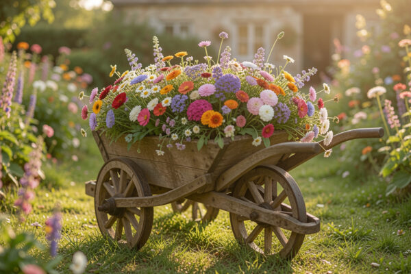 15 Bold Rustic Wheelbarrow Flower Planter Ideas