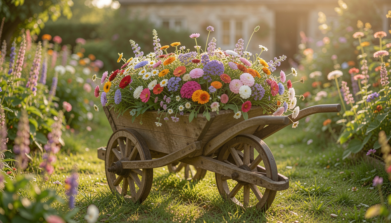 15 Bold Rustic Wheelbarrow Flower Planter Ideas