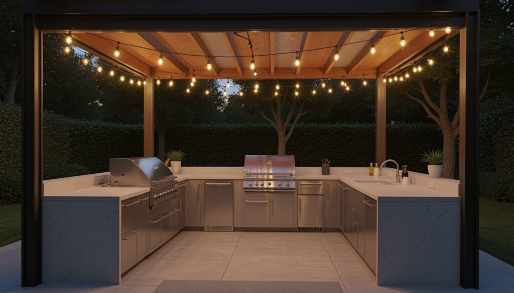 12 Pure Modern Pergola Outdoor Kitchen Ideas