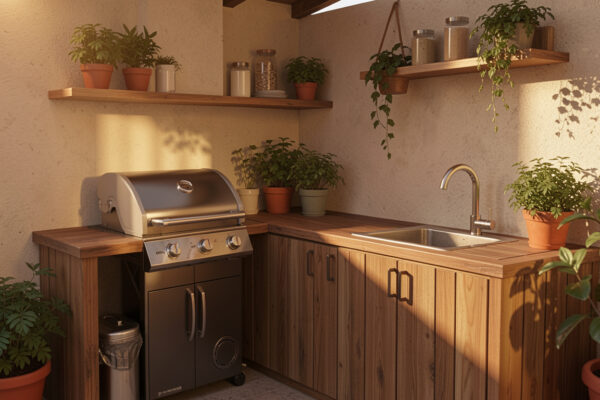 10 Cozy Small Outdoor Kitchen With Grill And Sink Ideas
